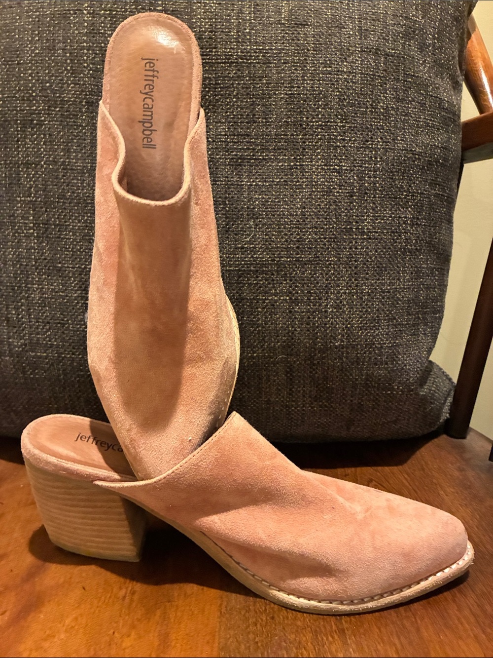 Jeffrey Campbell Dusty Pink Suede Slip-On Mule Heels